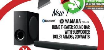 Centre Hi-Fi Yamaha home theater sound bar with subwoofer dolby atmos / 200 watts offer