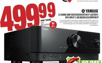 Centre Hi-Fi Yamaha 5.2-channel home theater receiver with wi-fi , bluetooth , apple airplay 2, and amazon alexa compatibility offer