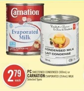 Shoppers Drug Mart PC SWEETENED CONDENSED 300mL or CARNATION EVAPORATED 354mL MILK offer