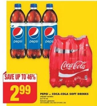 No Frills PEPSI or COCA-COLA SOFT DRINKS 6x710ml offer