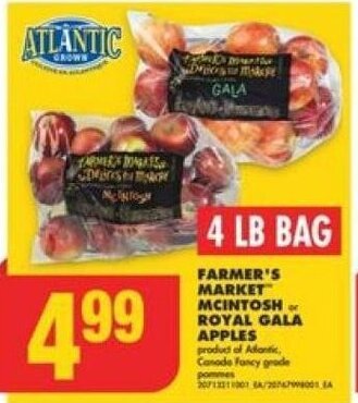 No Frills FARMER'S MARKET MCINTOSH or ROYAL GALA APPLES offer
