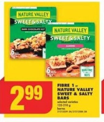 No Frills FIBRE 1. NATURE VALLEY SWEET & SALTY BARS offer