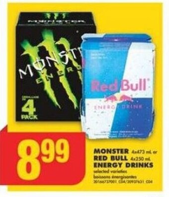 No Frills MONSTER or RED BULL ENERGY DRINKS offer