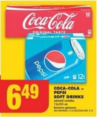 No Frills COCA-COLA or PEPSI SOFT DRINKS offer