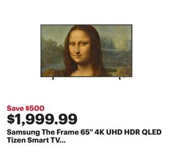 Best Buy Samsung the frame 65 4k uhd hdr qled tizen smart tv (qn65ls03bafxzc) - 2022 - charcoal black offer