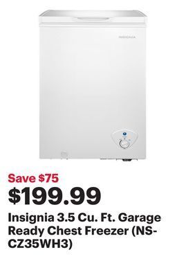 Best Buy Insignia 3.5 cu. ft. garage ready chest freezer (ns-cz35wh3) offer