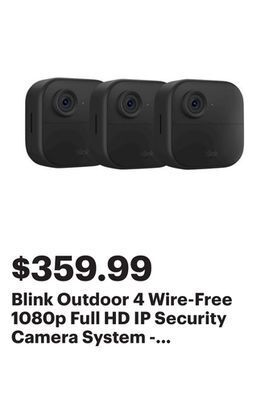 Best Buy Blink outdoor 4 wire-free 1080p full hd ip security camera system - 3 pack - black offer
