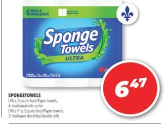 Familiprix Spongetowels paper towels, 6  rolls or paper towels offer