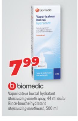 Familiprix Biomedic moisturizing mouth spray, 44 ml or moisturizing mouthwash, 500 ml offer