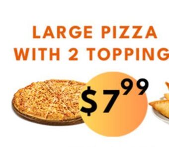 Food World Supermarket Large pizza with 2 toppings offer