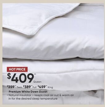 Sleep Country Premium white down duvet offer