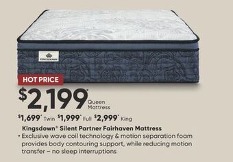 Sleep Country Kingsdown silent partner fairhaven mattress offer