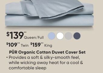 Sleep Country Pür organic cotton duvet cover set offer