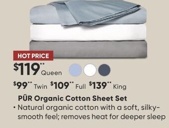 Sleep Country Pür organic cotton sheet set offer