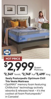 Dormez Vous Sealy posturpedic optimum chill trio vesta mattress offer