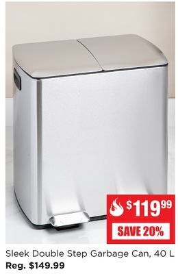 Kitchen Stuff Plus Sleek double step garbage can, 40 l offer