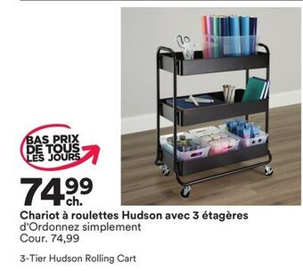 Michaels Chariot à roulettes hudson avec 3 étagères d'ordonnez simplement offer