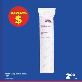 Real Canadian Superstore Quo Beauty cotton pads 125's offer