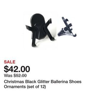 TSC Stores Christmas black glitter ballerina shoes ornaments (set of 12) offer