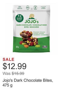 Costco Jojo's dark chocolate bites, 475 g offer
