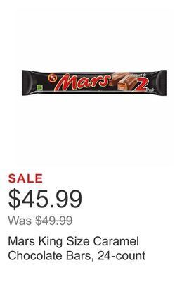 Costco Mars king size caramel chocolate bars, 24-count offer
