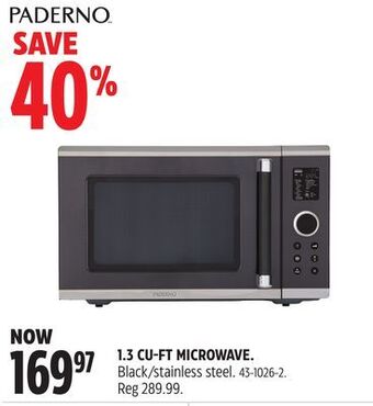 Canadian Tire Paderno 1.3 cu-ft microwave offer