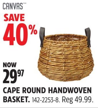 Canadian Tire Canvas cape round handwoven basket offer