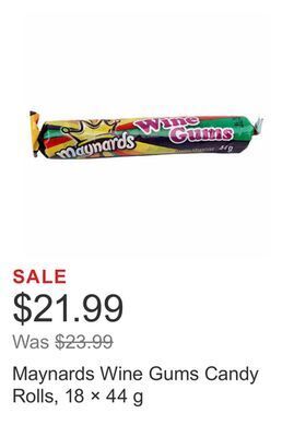 Costco Maynards wine gums candy rolls, 18 × 44 g offer