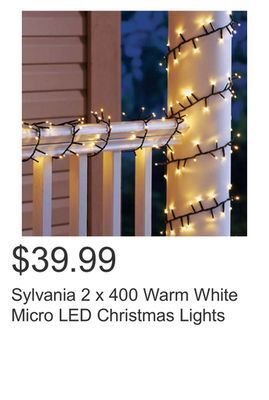 Costco Sylvania 2 x 400 warm white micro led christmas lights offer