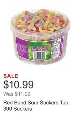 Costco Red band sour suckers tub, 300 suckers offer