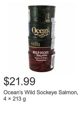 Costco Ocean's wild sockeye salmon, 4 × 213 g offer