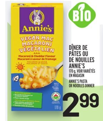 Metro Dîner de pâtes ou de nouilles annie's | annie's pasta or noodles dinner offer