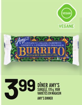 Metro Dîner amy's | amy's dinner offer