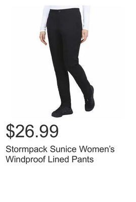 Costco Stormpack sunice women's windproof lined pants offer
