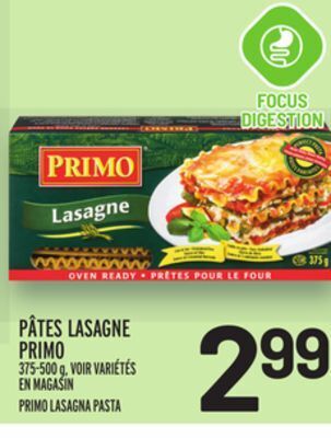 Metro Pâtes lasagne primo | primo lasagna pasta offer
