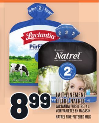 Metro Lait finement filtré natrel | natrel fine-filtered milk offer