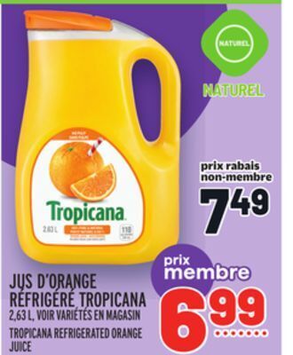 Metro Jus d'orange réfrigéré tropicana | tropicana refrigerated orange juice offer