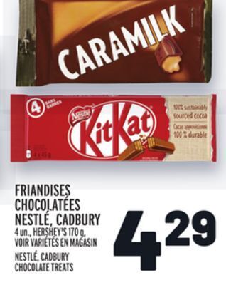 Metro Friandises chocolatées nestlé, cadbury | nestlé, cadbury chocolate treats offer