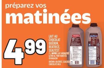 Metro Lait au chocolat québon, beatrice, sealtest | québon, beatrice, sealtest chocolate milk offer