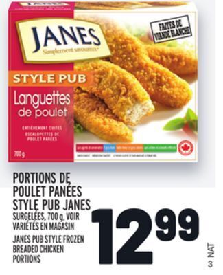 Metro Portions de poulet panées style pub janes | janes pub style frozen breaded chicken portions offer