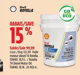 Canadian Tire Shell rotella t4 diesel motor oil offer