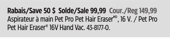 Canadian Tire Bissell pet pro pet hair eraser 16v hand vac offer