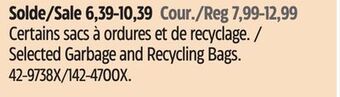Canadian Tire Glad selected garbage and recycling bags offer