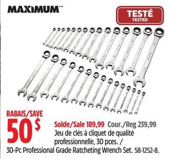 Canadian Tire Maximum 30-pc professional grade ratcheting wrench set offer