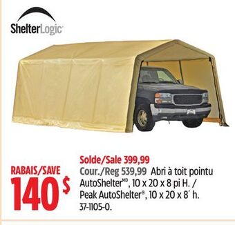 Canadian Tire Shelter logic peak autoshelter, 10 x 20 x 8' h offer