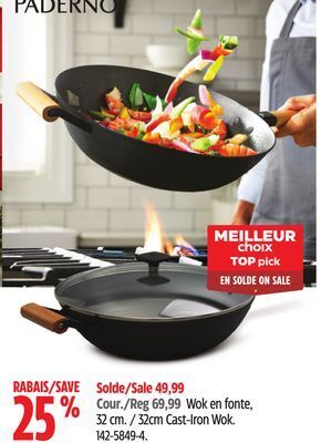 Canadian Tire Paderno 32cm cast-iron wok offer
