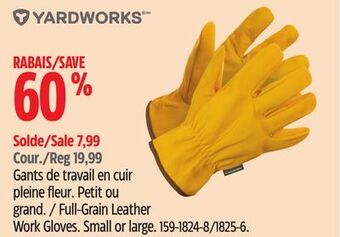 Canadian Tire Yardworks full-grain leather work gloves offer