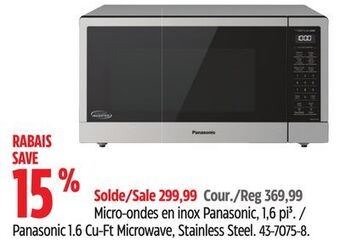 Canadian Tire Panasonic 1.6 cu-ft microwave, stainless steel offer