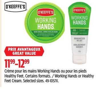 Canadian Tire O'keeffe's working hands or healthy feet cream offer