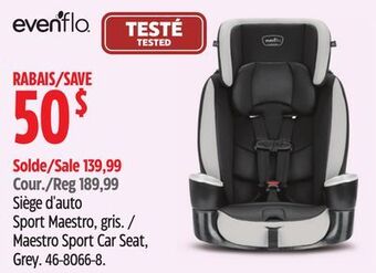 Canadian Tire Evenflo maestro sport car seat, grey offer